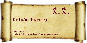 Kriván Károly névjegykártya