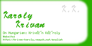karoly krivan business card